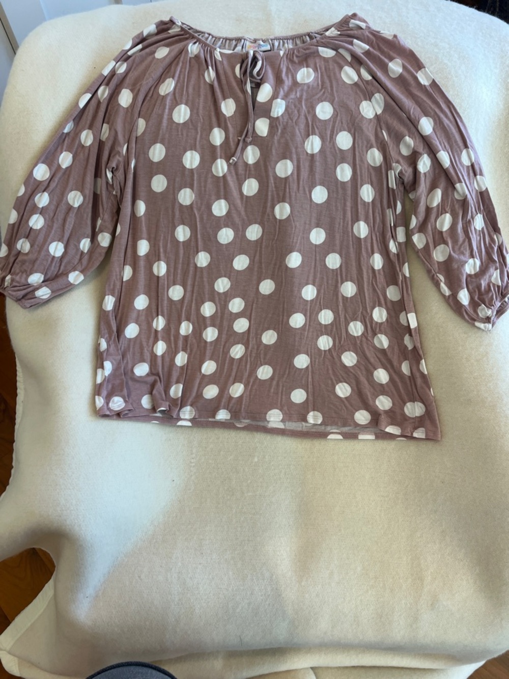 LuLaRoe Mauve Polka Dot Peasant Blouse